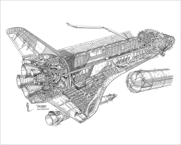Rockwell Space Shuttle Cutaway Drawing
