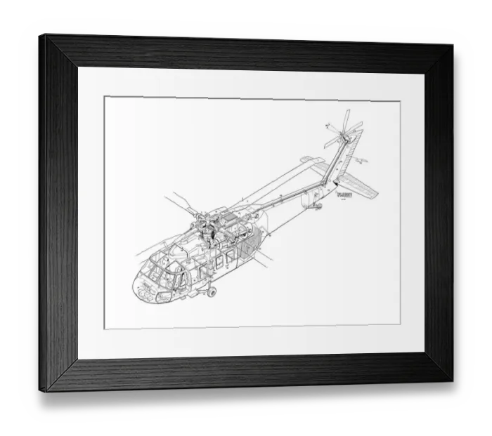 Framed Print : Sikorsky YUH-60A Cutaway Drawing Framed Print : Sikorsky YUH-60A Cutaway Drawing