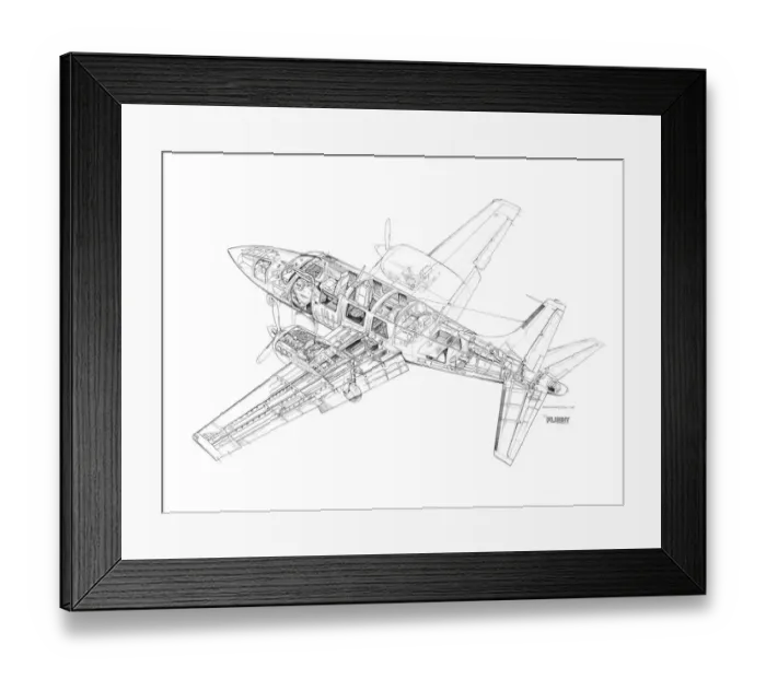 Framed Print : Ted Smith Aerostar 601P Cutaway Drawing Framed Print : Ted Smith Aerostar 601P Cutaway Drawing