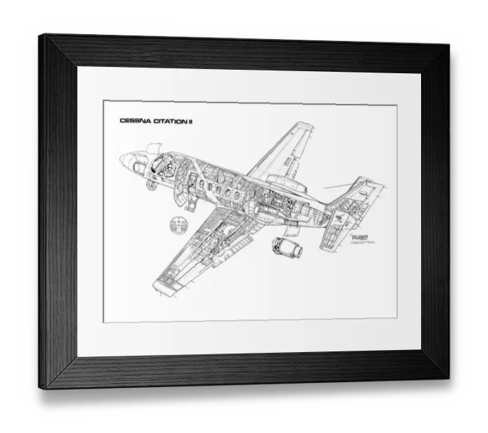 Framed Print : Cessna Citation II Cutaway Drawing Framed Print : Cessna Citation II Cutaway Drawing