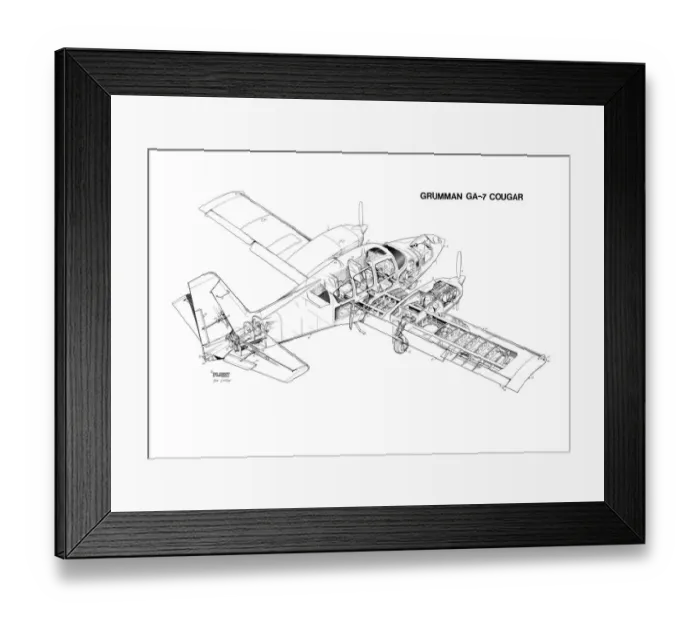 Framed Print : Grumman GA-7 Cougar Cutaway Drawing Framed Print : Grumman GA-7 Cougar Cutaway Drawing