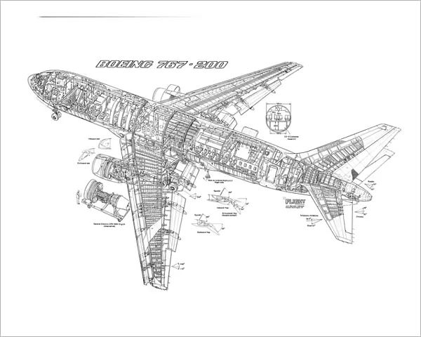 Boeing 767-200 Cutaway Poster