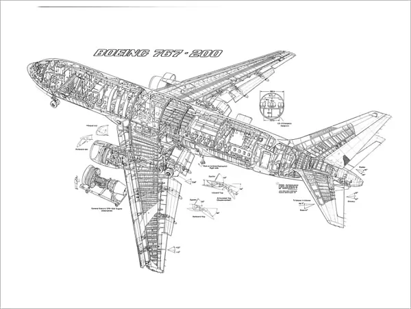 Boeing 767-200 Cutaway Poster