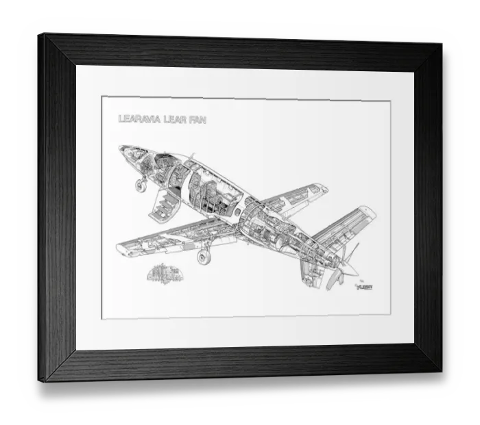 Framed Print : Learavia Learfan 2100 Cutaway Drawing