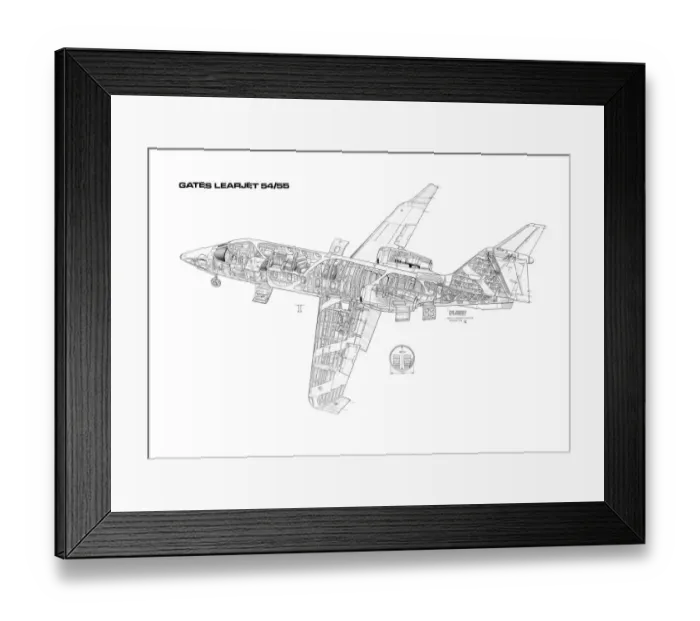Framed Print : Learjet 54  /  55 Cutaway Drawing