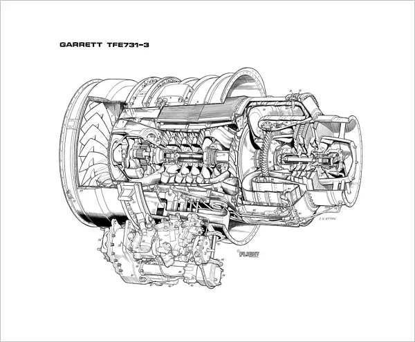 Garrett TFE731-3 Cutaway Drawing