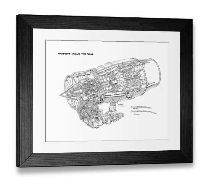 Framed Print : Garrett-Volvo TFE 1042 Cutaway Drawing Framed Print : Garrett-Volvo TFE 1042 Cutaway Drawing