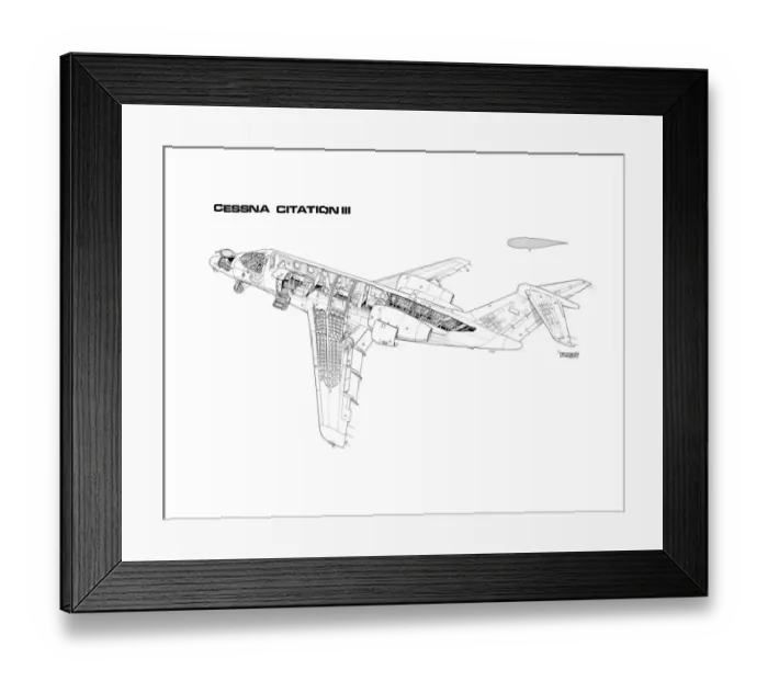 Framed Print : Cessna Citation III Cutaway Drawing Framed Print : Cessna Citation III Cutaway Drawing
