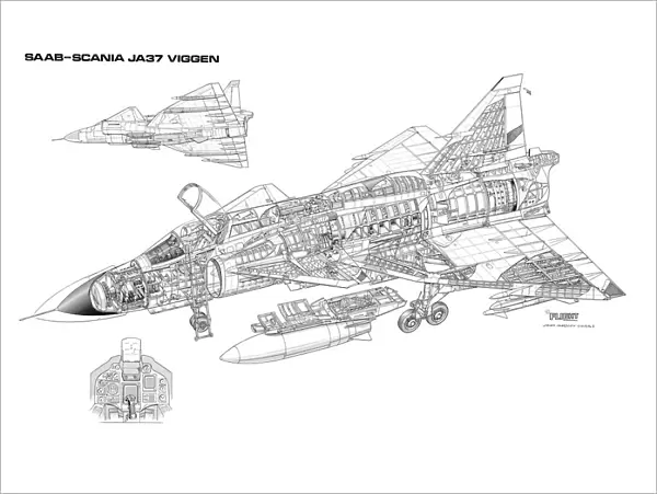 Saab JA37 Viggen Cutaway Drawing