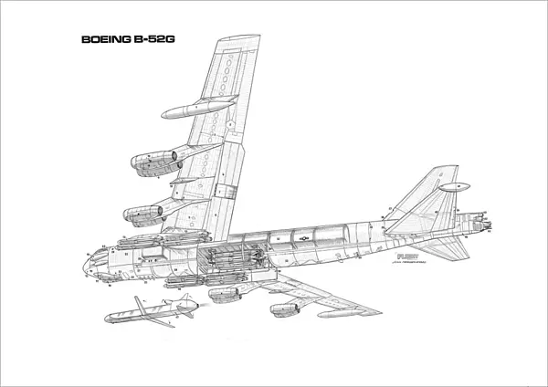 Boeing B52G Stratofortress Cutaway Drawing