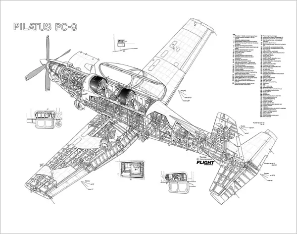 Pilatus PC-9 Cutaway Poster