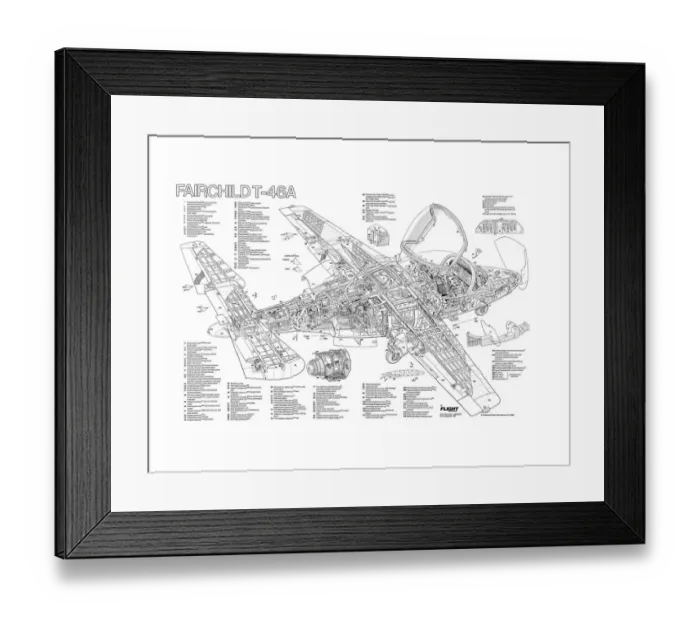 Framed Print : Fairchild T-46A Cutaway Poster