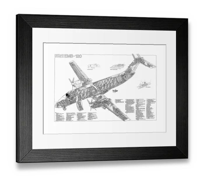 Framed Print : Embraer EMB-120 Brasilia Cutaway Poster Framed Print : Embraer EMB-120 Brasilia Cutaway Poster