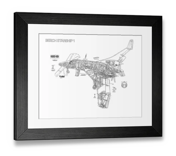 Framed Print : Beech Starship 2000A Cutaway Drawing Framed Print : Beech Starship 2000A Cutaway Drawing