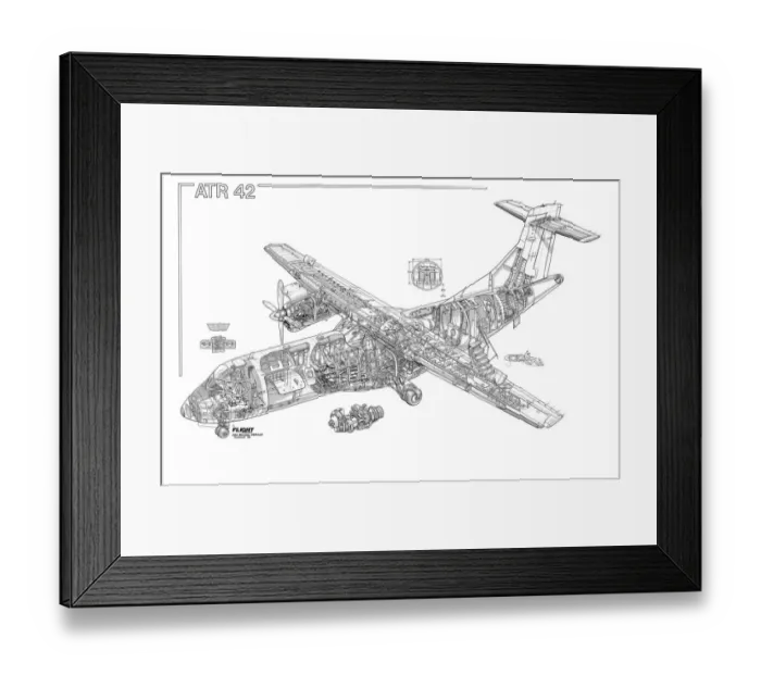 Framed Print : ATR 42 Cutaway Drawing Framed Print : ATR 42 Cutaway Drawing