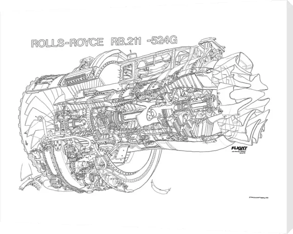 Rolls Royce RB211-524G Cutaway Drawing