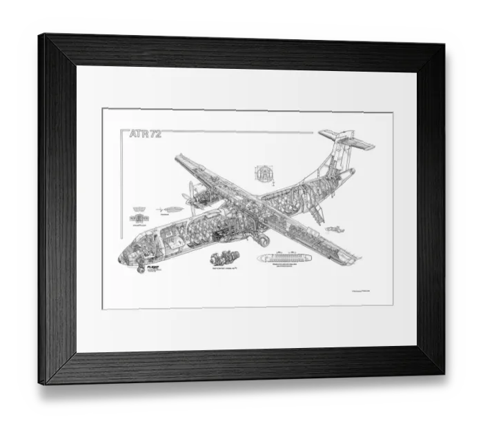 Framed Print : ATR 72 Cutaway Drawing