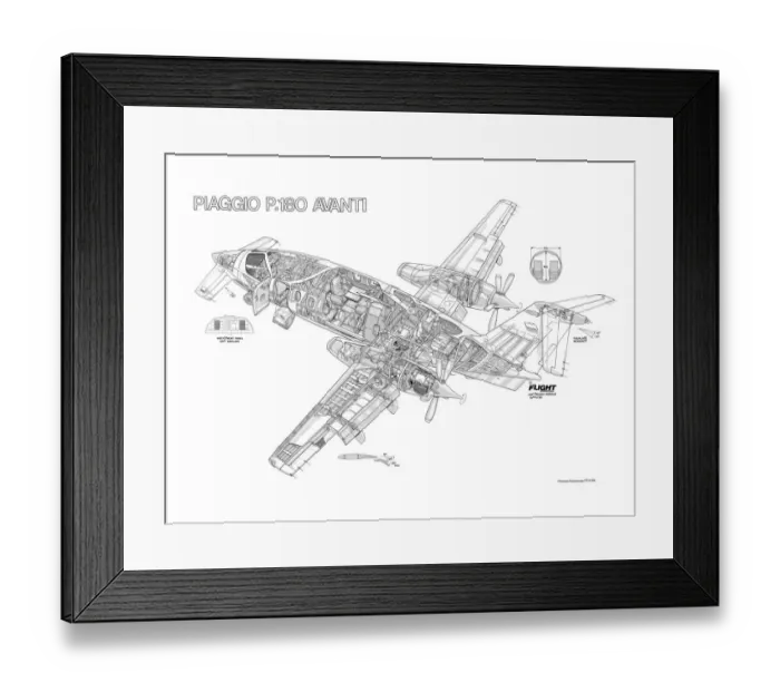 Framed Print : Piaggio P180 Avanti Cutaway Drawing Framed Print : Piaggio P180 Avanti Cutaway Drawing