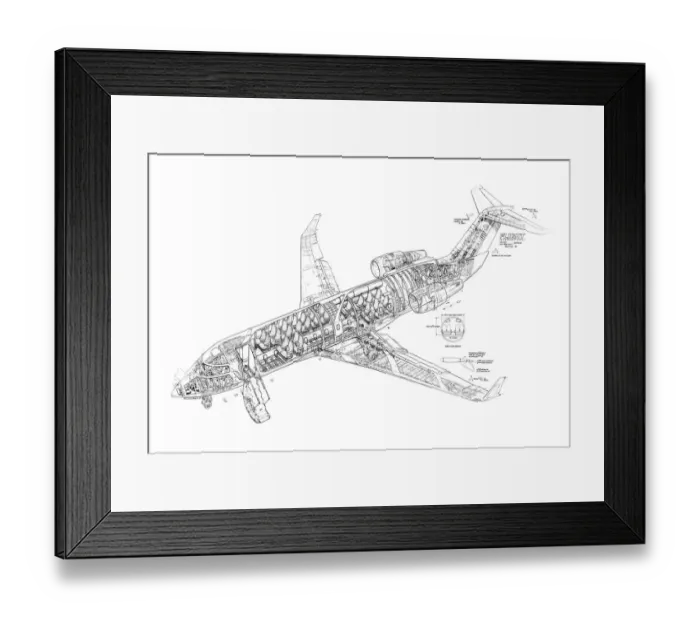 Framed Print : Canadair Regional Jet Cutaway Drawing