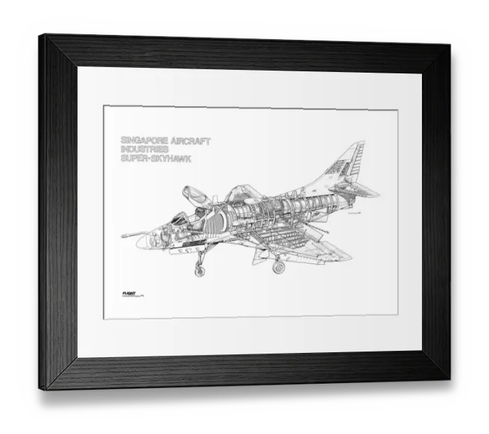 Framed Print : Singapore Aircraft Industries Super Skyhawk Cutaway Drawing Framed Print : Singapore Aircraft Industries Super Skyhawk Cutaway Drawing