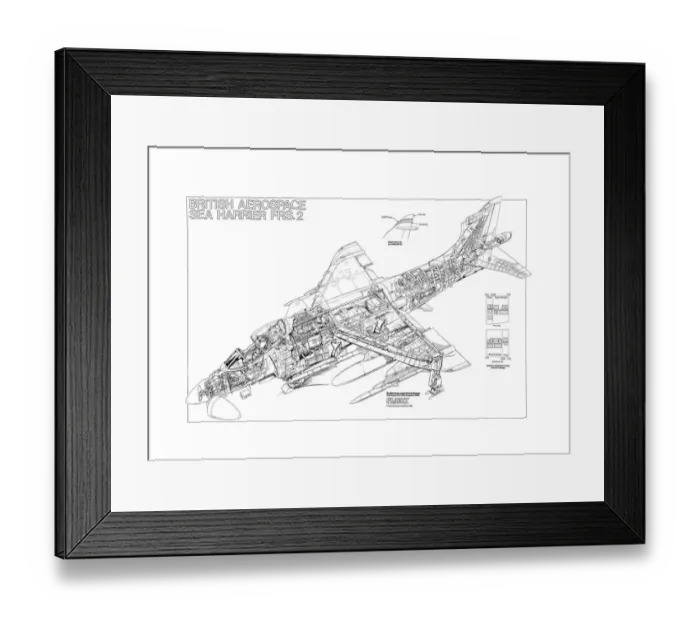 Framed Print : BAe Sea Harrier FRS2 Cutaway Poster
