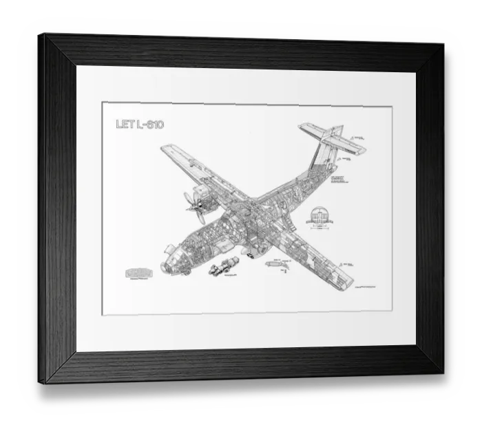 Framed Print : Let L610 Cutaway Drawing Framed Print : Let L610 Cutaway Drawing