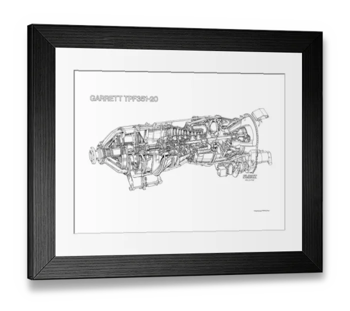 Framed Print : Garrett TPF351-20 Cutaway Drawing Framed Print : Garrett TPF351-20 Cutaway Drawing