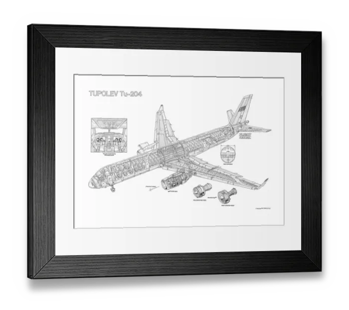 Framed Print : Tupolev Tu-204 Cutaway Drawing Framed Print : Tupolev Tu-204 Cutaway Drawing