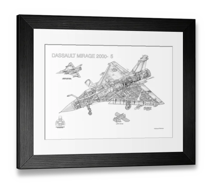 Framed Print : Dassault Mirage 2000-5 Cutaway Drawing Framed Print : Dassault Mirage 2000-5 Cutaway Drawing