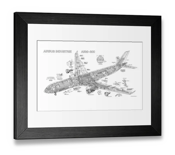 Framed Print : Airbus A330-300 Cutaway Drawing Framed Print : Airbus A330-300 Cutaway Drawing