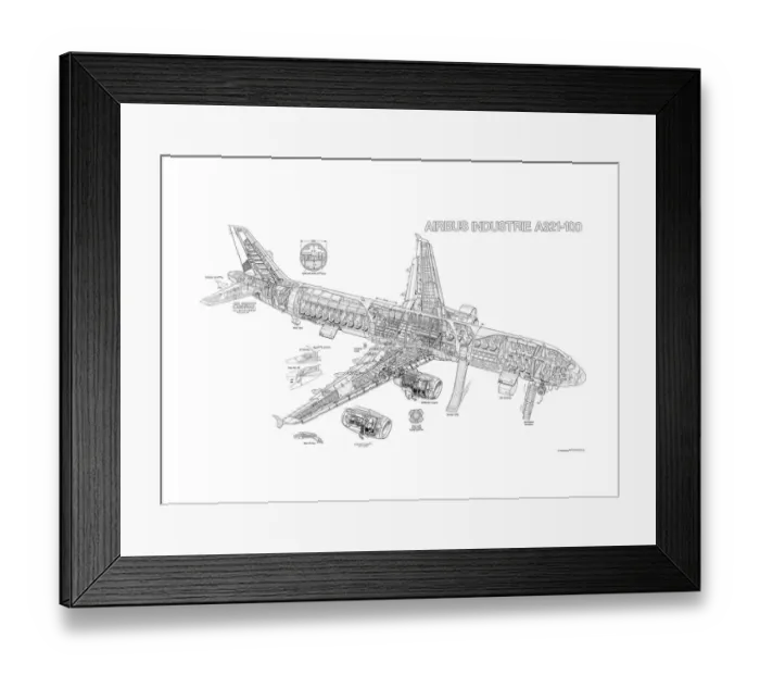 Framed Print : Airbus A321 Cutaway Drawing Framed Print : Airbus A321 Cutaway Drawing
