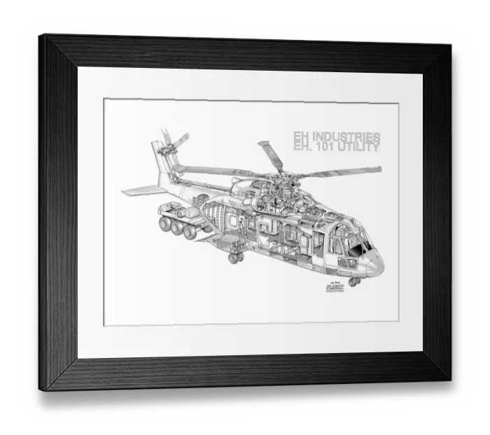 Framed Print : EH Industries EH101 Utility Cutaway Poster Framed Print : EH Industries EH101 Utility Cutaway Poster