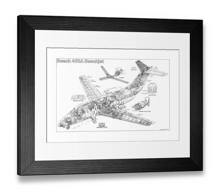 Framed Print : Beechjet 400A Cutaway Poster Framed Print : Beechjet 400A Cutaway Poster