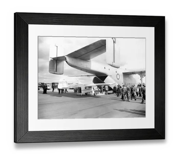 Framed Print : Blackburn Beverley at SBAC show with small aircraft being loaded Framed Print : Blackburn Beverley at SBAC show with small aircraft being loaded