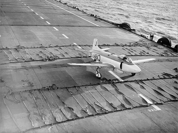 Vickers Supermarine Attacker on deck of HMS Eagle 1952
