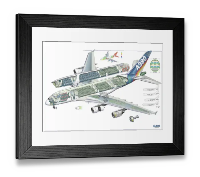 Framed Print : Cutaway Posters, Civil Aviation 1949 Present Cutaways, 380HR Framed Print : Cutaway Posters, Civil Aviation 1949 Present Cutaways, 380HR