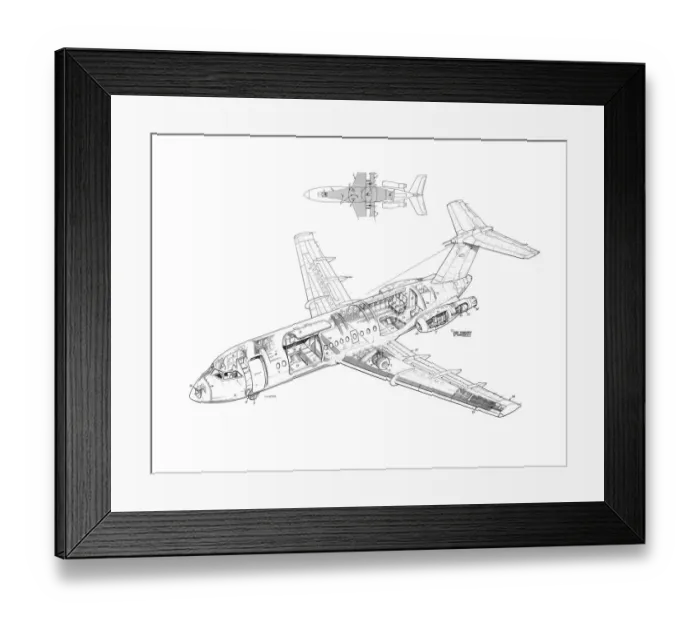 Framed Print : BAC 1-11 Series 475 Cutaway Drawing Framed Print : BAC 1-11 Series 475 Cutaway Drawing