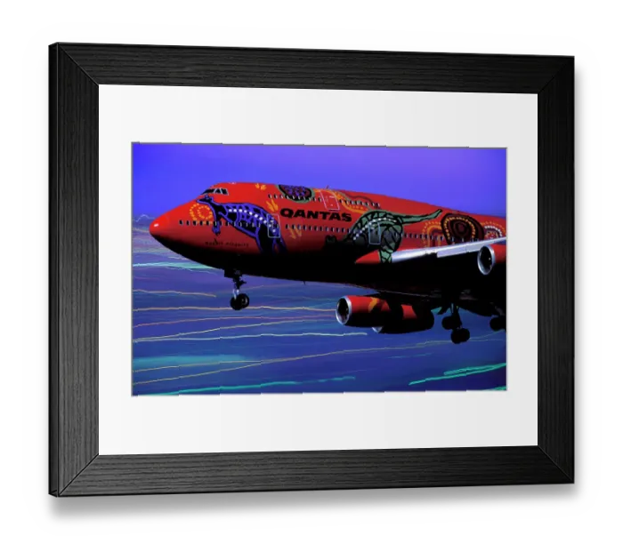 Framed Print : Boeing 747-400 Qantas in special aboriginal livery Framed Print : Boeing 747-400 Qantas in special aboriginal livery