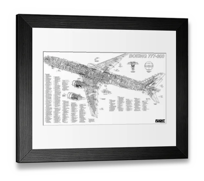 Framed Print : Boeing 777-300 Cutaway Poster Framed Print : Boeing 777-300 Cutaway Poster