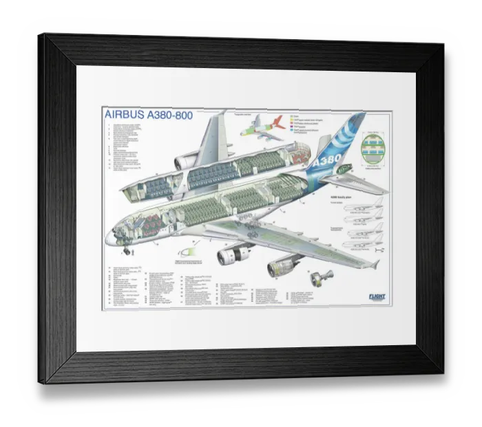 Framed Print : Cutaway Posters, Civil Aviation 1949 Present Cutaways, A380NLT Framed Print : Cutaway Posters, Civil Aviation 1949 Present Cutaways, A380NLT