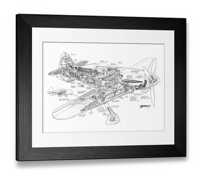 Framed Print : Heston-Napier Racer Cutaway Drawing