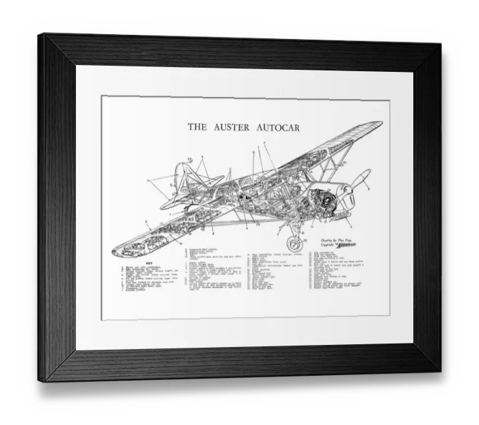 Framed Print : Auster Autocar Cutaway Poster Framed Print : Auster Autocar Cutaway Poster
