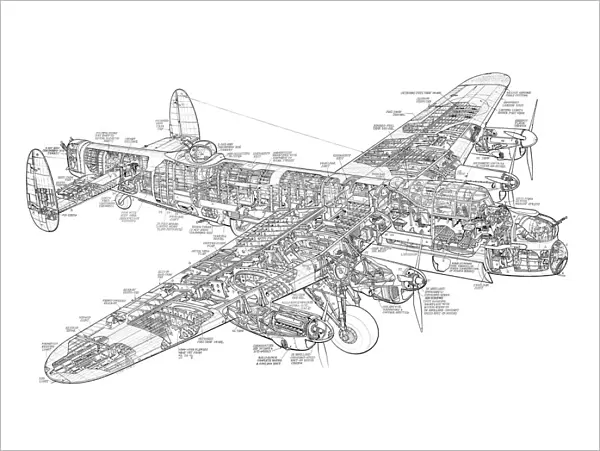 Avro 683 Lancaster Bomber Cutaway Drawing