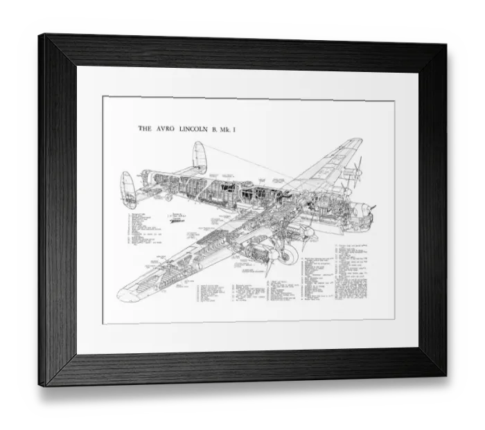 Framed Print : Avro 694 Lincoln Cutaway Poster Framed Print : Avro 694 Lincoln Cutaway Poster