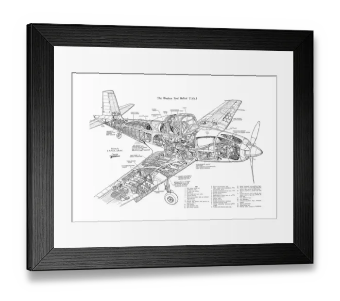 Framed Print : Boulton Paul Balliol Cutaway Drawing