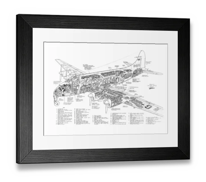 Framed Print : De Havilland DH114 Heron Cutaway Poster Framed Print : De Havilland DH114 Heron Cutaway Poster