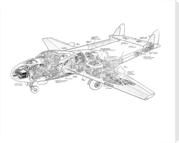 De Havilland DH115 Vampire T11 Cutaway Drawing