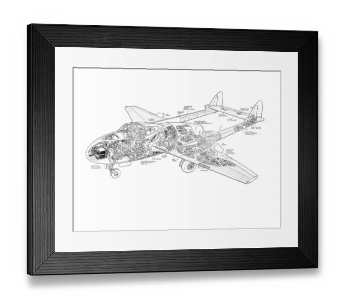 Framed Print : De Havilland DH115 Vampire T11 Cutaway Drawing Framed Print : De Havilland DH115 Vampire T11 Cutaway Drawing