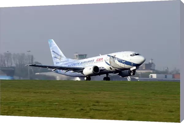 OK-DGL. 80th Anniversary c / s 737-500 taking off Rwy 33 at BHX