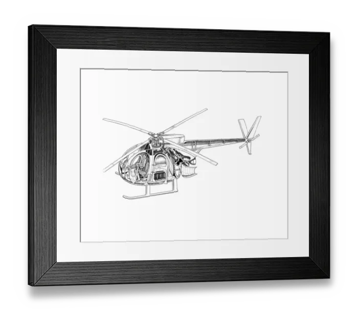 Framed Print : Hughes 500 Cutaway Drawing Framed Print : Hughes 500 Cutaway Drawing
